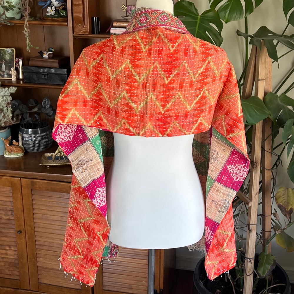 Kantha Vibrant Multicolor Scarf Wrap Shrug or Table Runner Decor NWOT - Picture 13 of 13